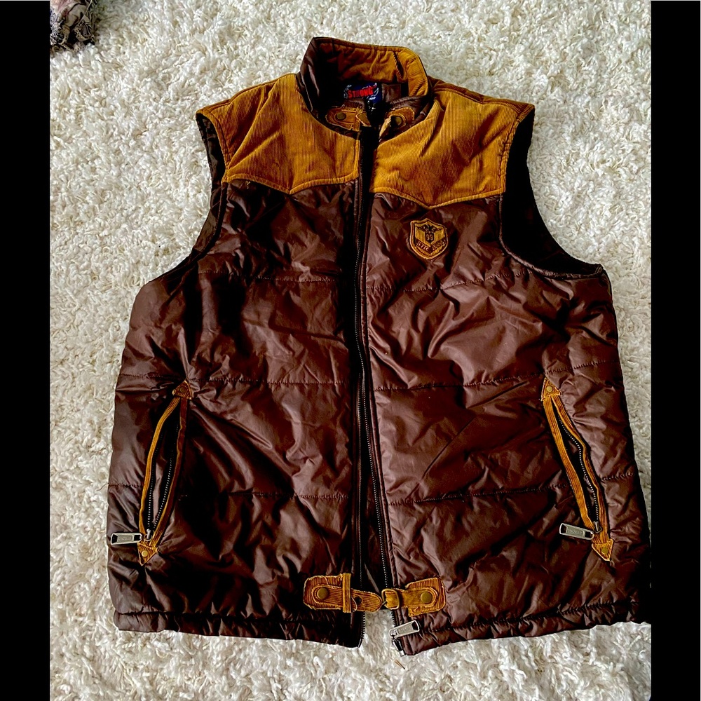Men’s Strong Jeans puffer vest w/ corduroy